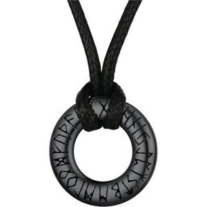 Viking Rune Necklace with Adjustable Braided Leather/Stainless Steel Rope Chains